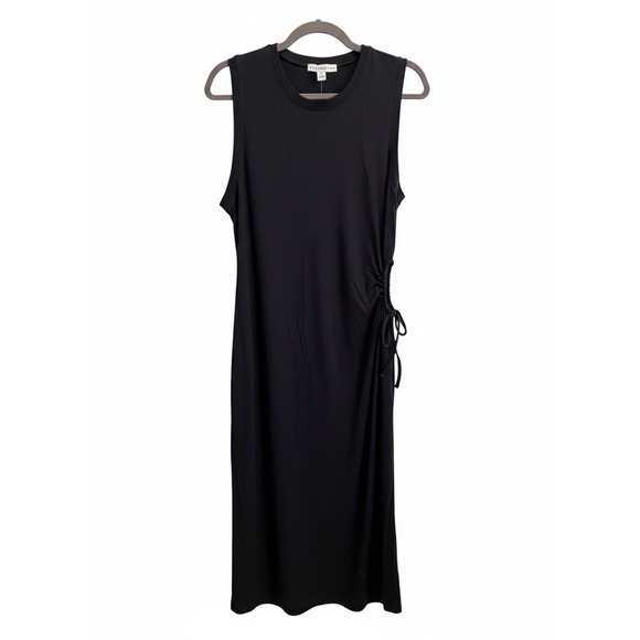 And Now This Black Ribbed Side Cutout Ruched Midi Dress XL NEW! - Picture 2 of 6